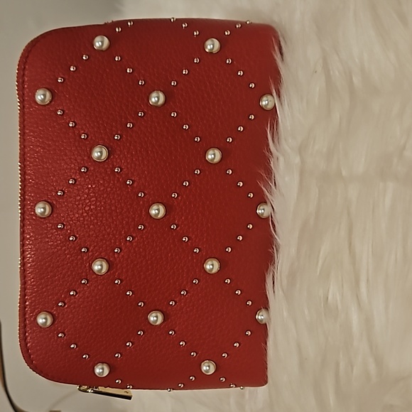 kate spade Handbags - NWOT RARE KATE SPADE JEWELED CLUTCH. RED SAFFIANO LEATHER